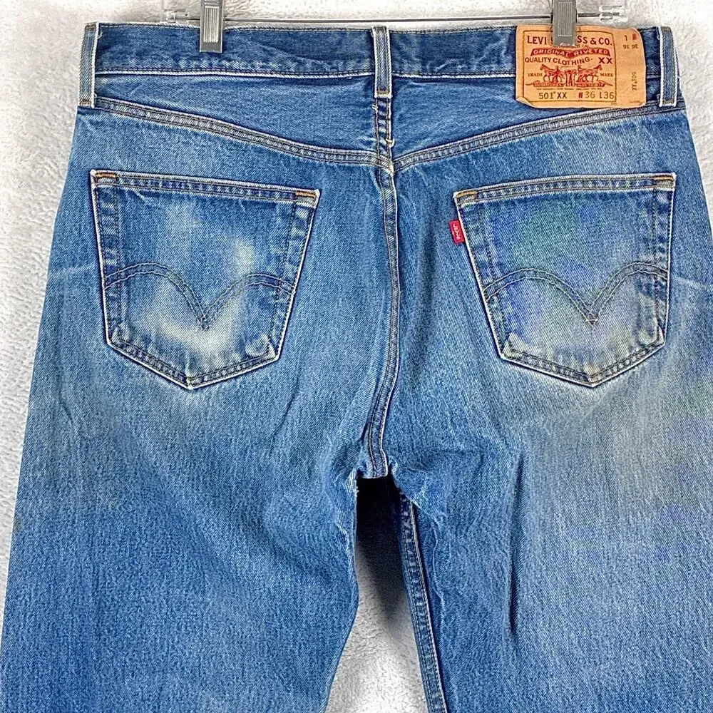 VTG Levis 501 XX Jeans Mens 36x36 (34x33) Faded Whiskered Button Fly Classic